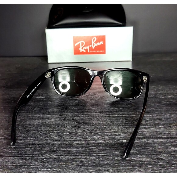 RAY BAN RB2132 901L 55[]18 145 3N GLOSSY BLACK G15 WAYFARERS SUNGLASSES OPEN BOX - Picture 4 of 9